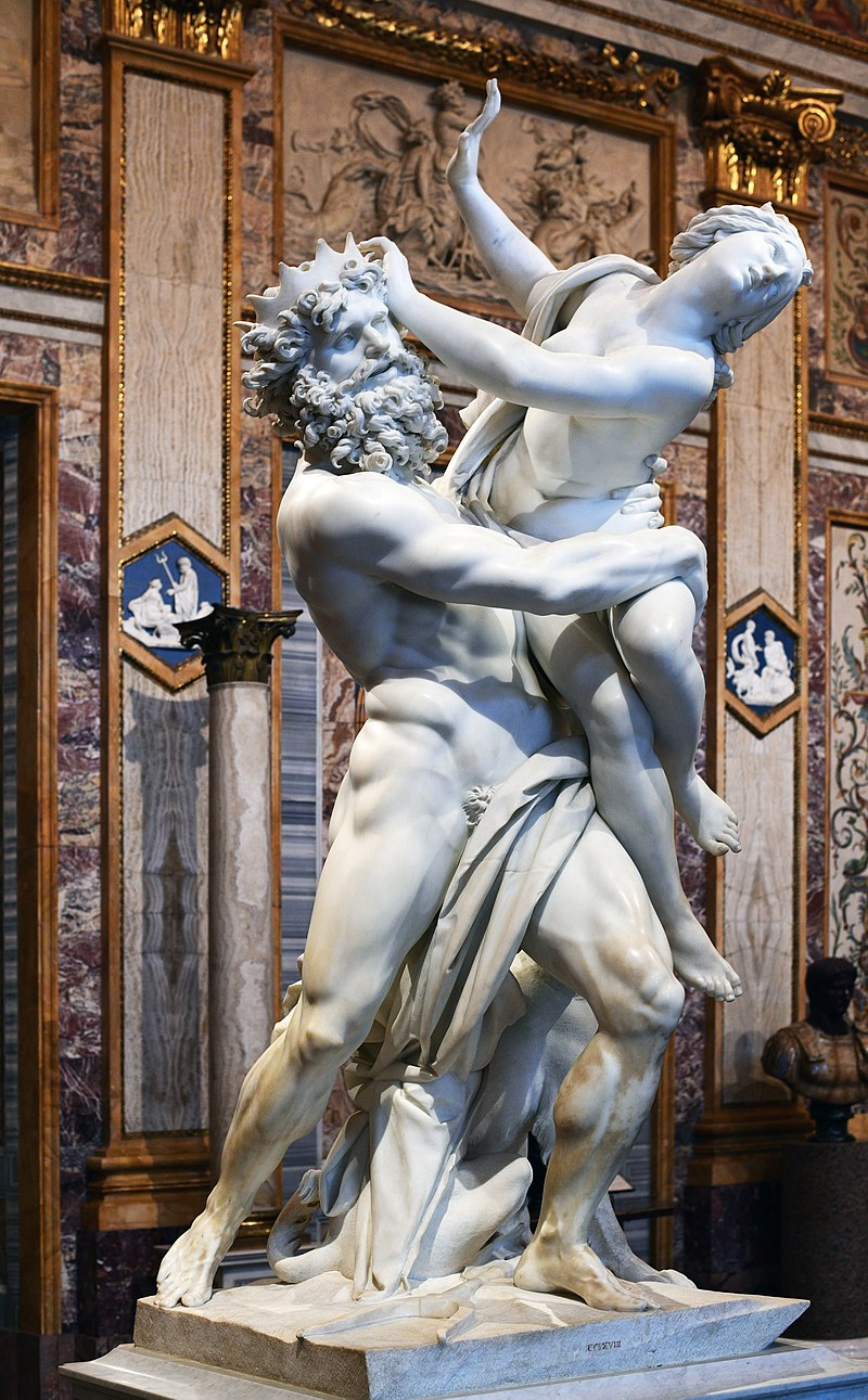 Скульптура Похищение Персефоны, (Жиан Бернини, 1621-1622 года, галерея Боргезе, Рим).