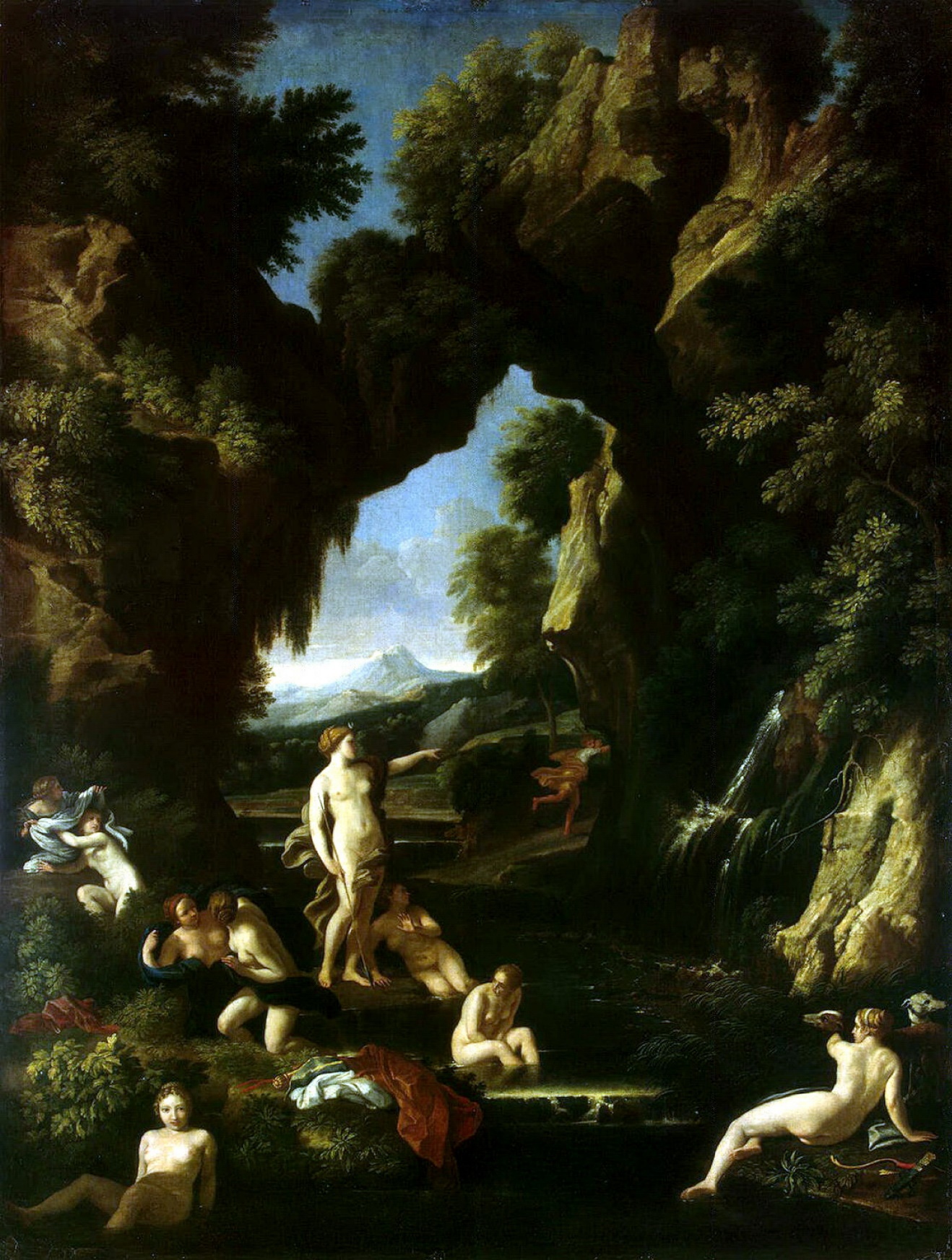 Картина Гаспар Маратти, Богиня Диана и Актеон на фоне природы. 1666 г. Эрмитаж.