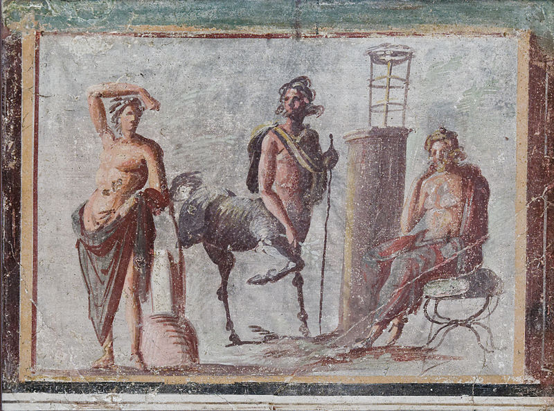 Картина Аполлон, Хирон и Асклепий. Фреска из Помпей. Национальный археологический музей. Неаполь. Италия