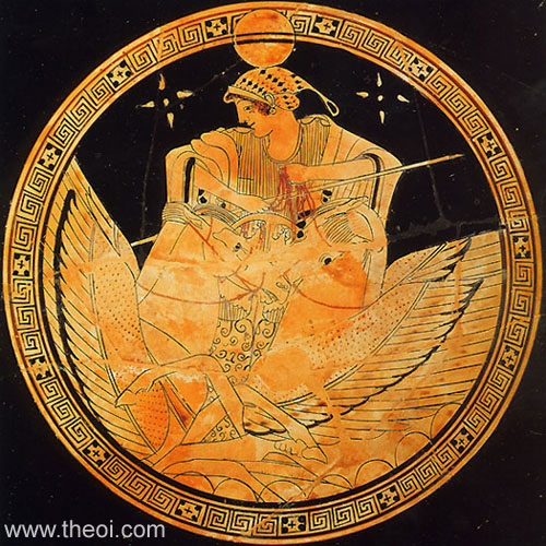 Картина Селена, богиня луны, афинский краснофигурный киликс C5 до н.э.