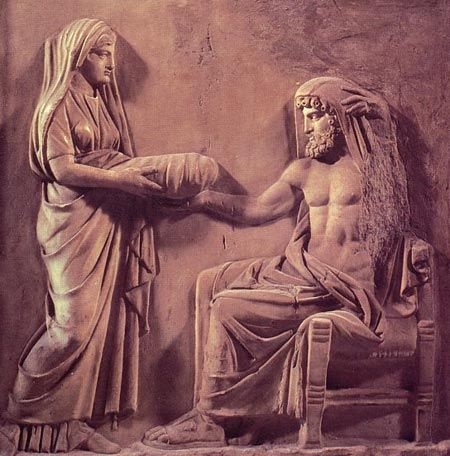 Рея, Кронос и камень, греко-римский мраморный барельеф, Капитолийские музеи