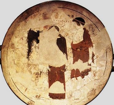 Афина, творение Пандоры, и Гефест, 5 века до н.э., Британский музей