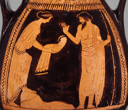 Кронос, Рея и камень, 5 век до н.э., Музей Метрополитен