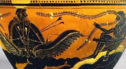 Гелиос и Геракл у реки Океан, 6 век до н.э., Национальный археологический музей Таранто.