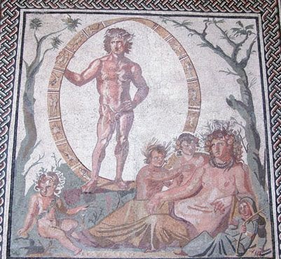 Айон-Уран, Гея и Карпи, греко-римская мозаика 3 век н.э, Мюнхенская глиптотека