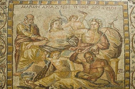Марон, Ариадна, Геракл и Дионис, греко-римская мозаика, музей Шахба