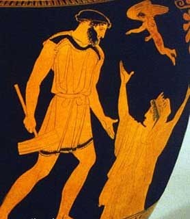 Эпиметей, Пандора и Эрос (фрагмент), 5 век до н.э., Музей Ашмола