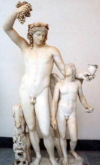 Дионис-Вакх и Эрос, греко-римская мраморная статуя, Национальный археологический музей Неаполя