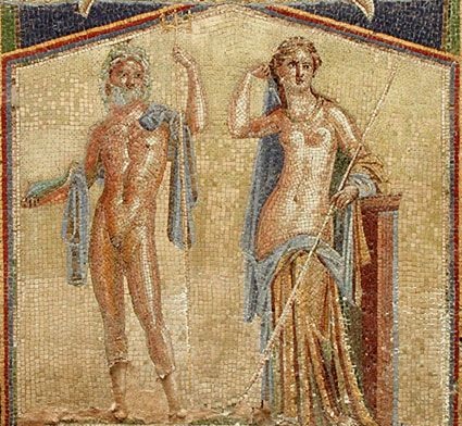 Посейдон-Нептун и Амфитрита, греко-римская мозаика 1 век нашей эры, Национальный археологический музей Неаполя