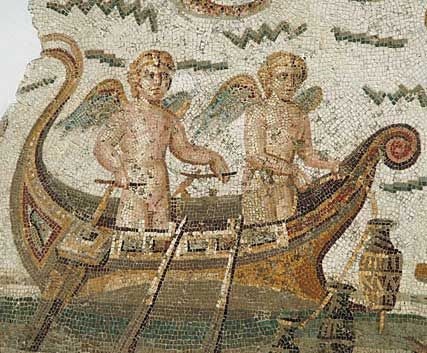 Лодка Эротов, греко-римская мозаика, Национальный музей Бардо.